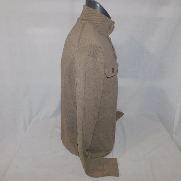 Banana Republic Mens L Tan Light Brown Button Turtle neck Military Style Sweater - Picture 8 of 12